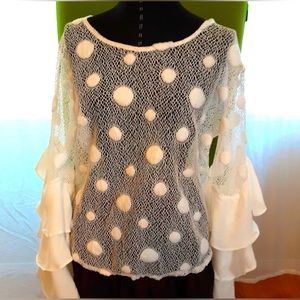 White Tiered Bell Sleve Blouse